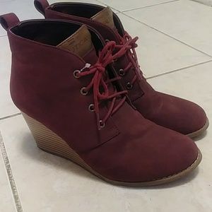 Burgundy Booties Heels | Wedges